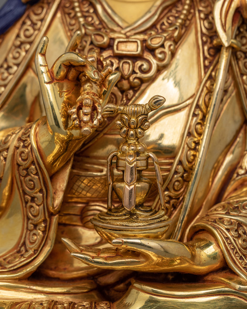 Gold Gilded Guru Rinpoche Figurine | Guru of Vajrayana Teachings