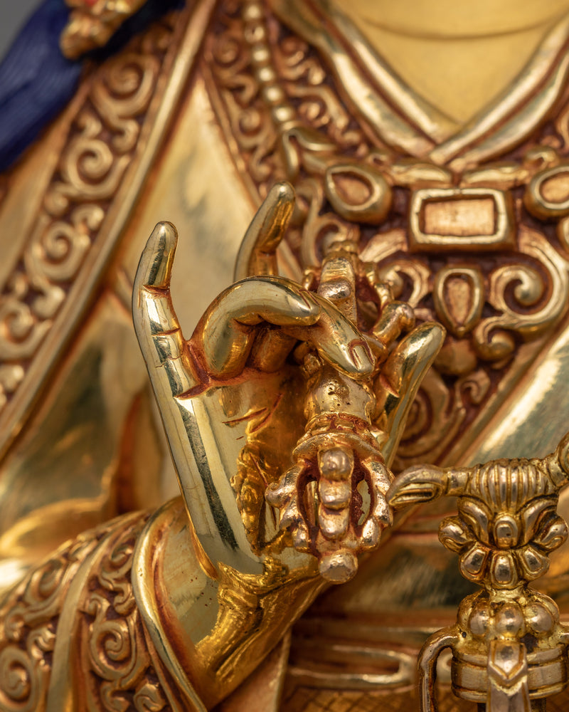 Gold Gilded Guru Rinpoche Figurine | Guru of Vajrayana Teachings