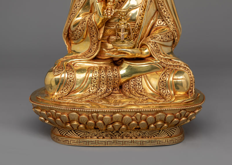 Gold Gilded Guru Rinpoche Figurine | Guru of Vajrayana Teachings