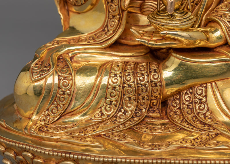 Gold Gilded Guru Rinpoche Figurine | Guru of Vajrayana Teachings