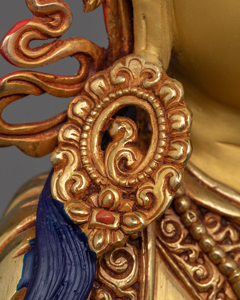 Gold Gilded Guru Rinpoche Figurine | Guru of Vajrayana Teachings