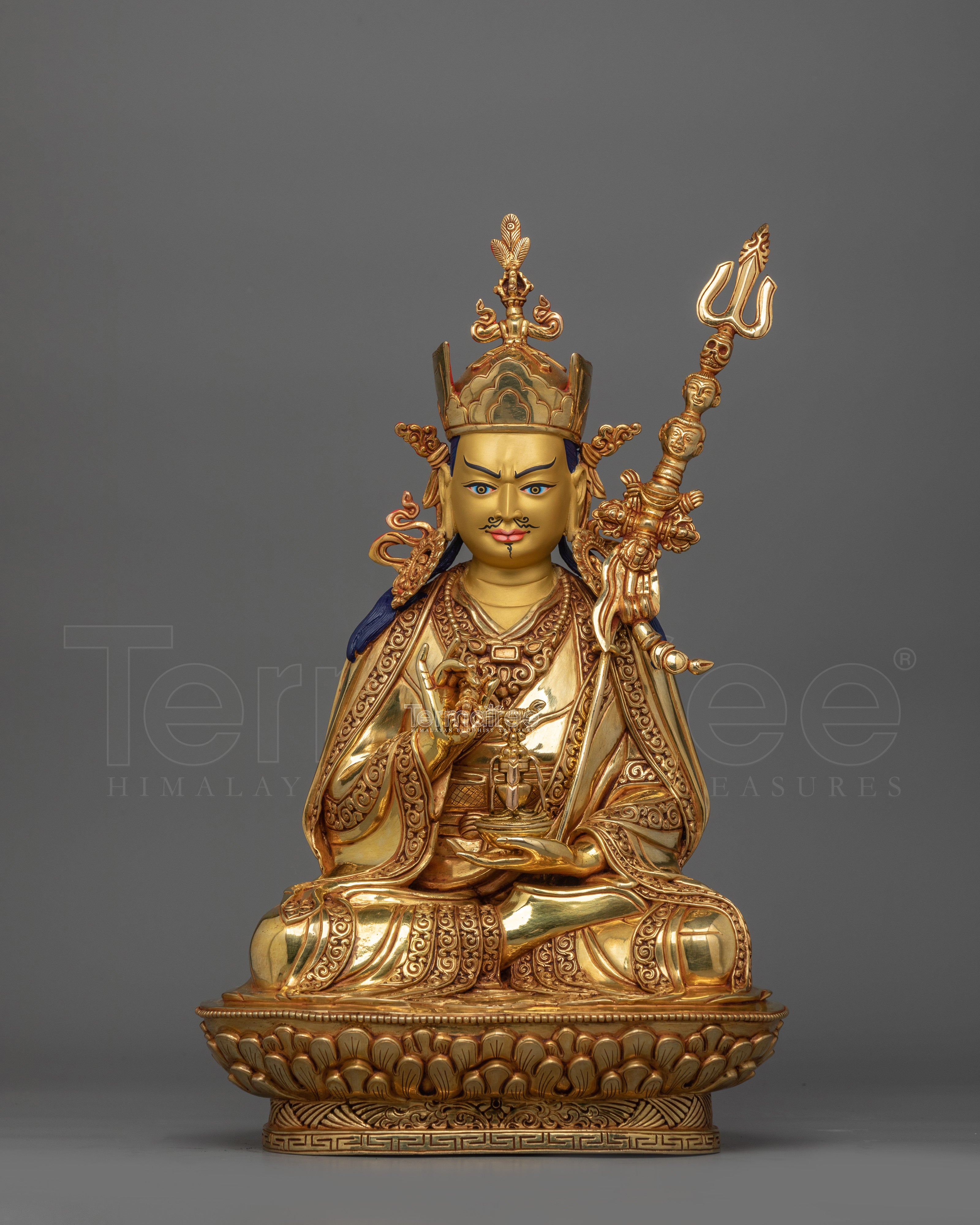 Gold Gilded Guru Rinpoche Figurine | Guru of Vajrayana Teachings
