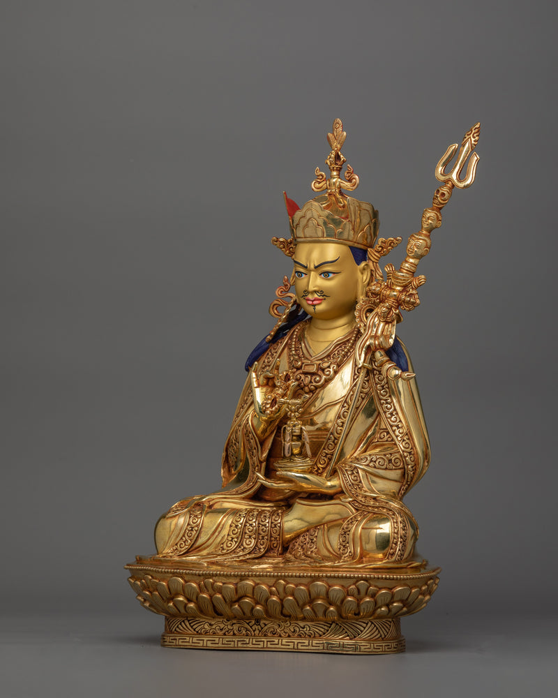 Gold Gilded Guru Rinpoche Figurine | Guru of Vajrayana Teachings
