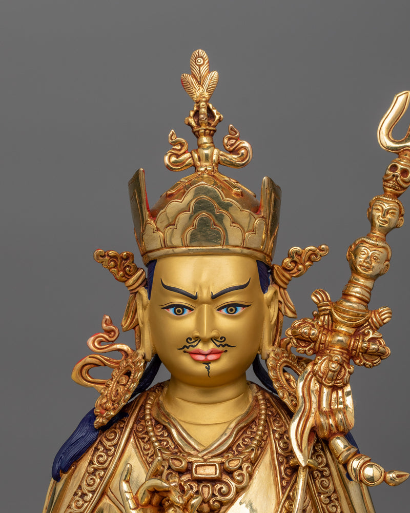 Gold Gilded Guru Rinpoche Figurine | Guru of Vajrayana Teachings