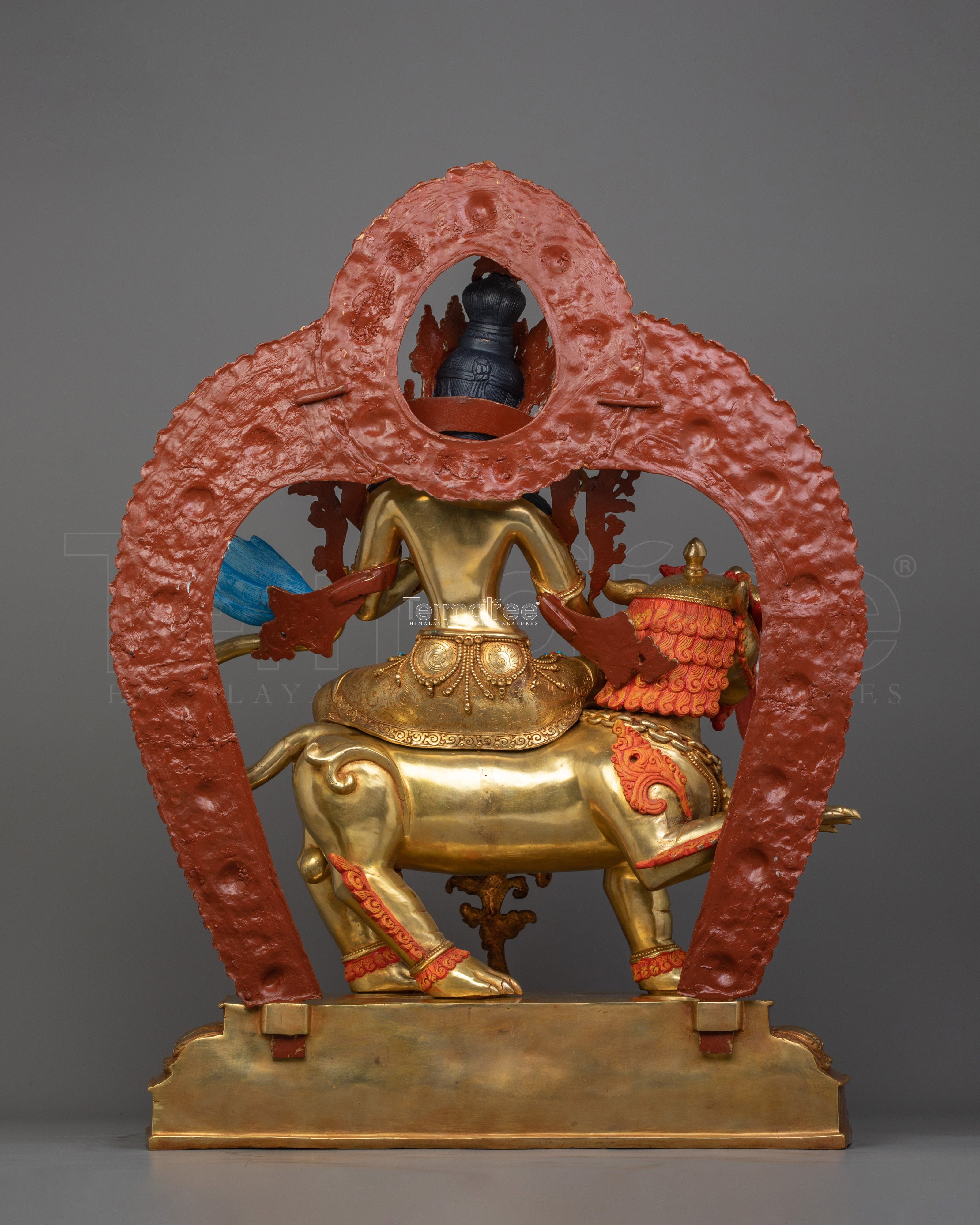 Green Tara Seated on a Snow lion Sculpture | Protector and Liberator from Fear