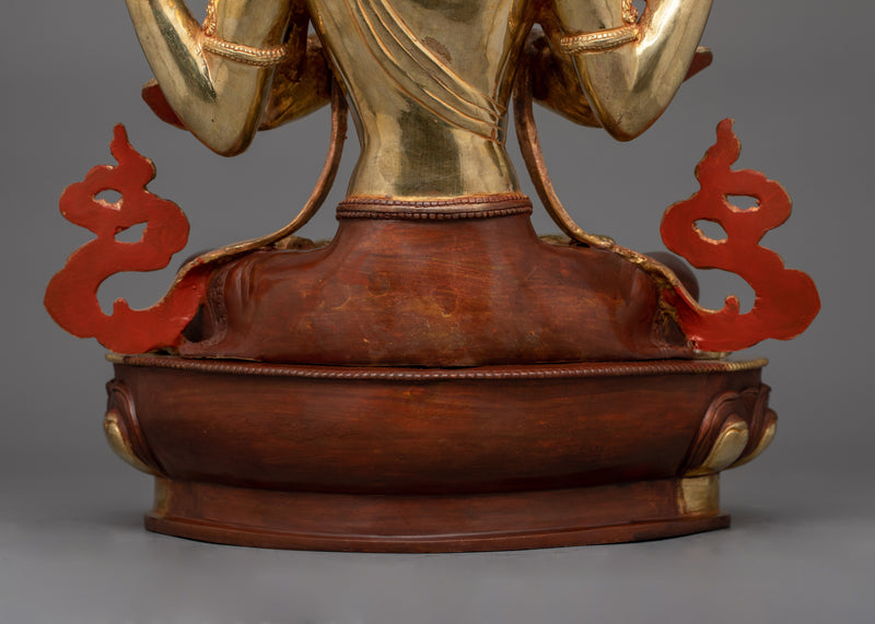 Chenrezig Four-Armed Compassion Deity Sculpture | Bodhisattva with Unwavering Eyes