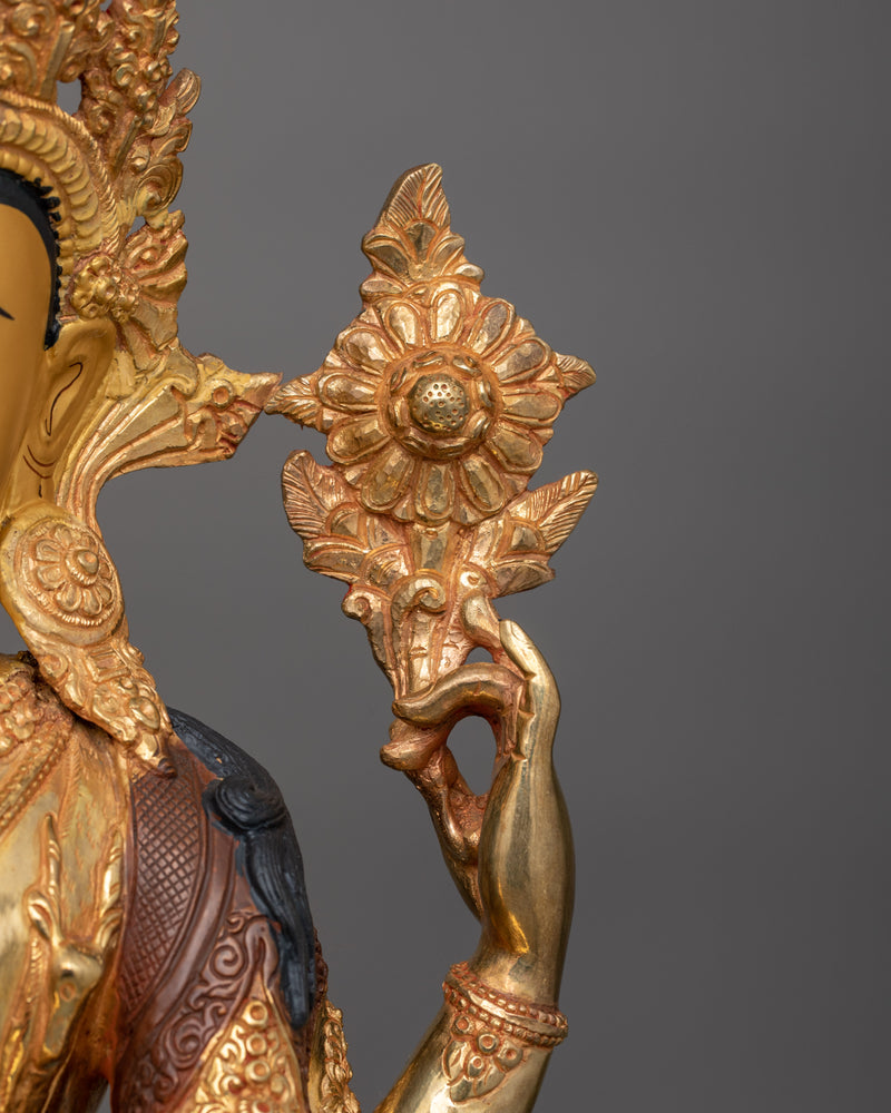 Chenrezig Four-Armed Compassion Deity Sculpture | Bodhisattva with Unwavering Eyes