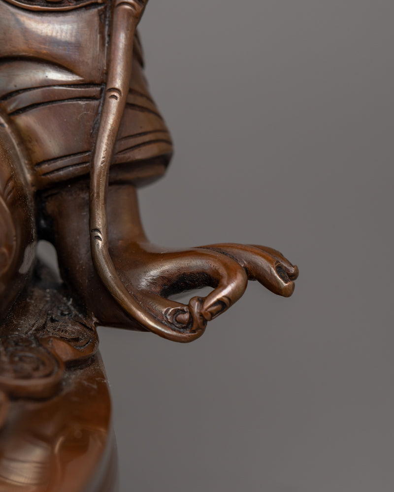 Tibetan Master Yeshe Lama Jigme Lingpa Sculpture | Oxidized Copper Buddhist Figurine