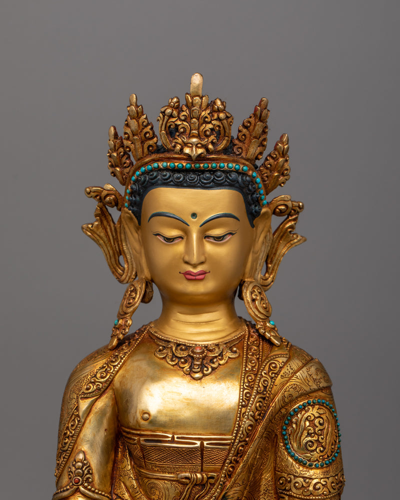 Crown Enlightened Namo Shakyamuni Buddha Statue | Fine Himalayan Asian Artwork