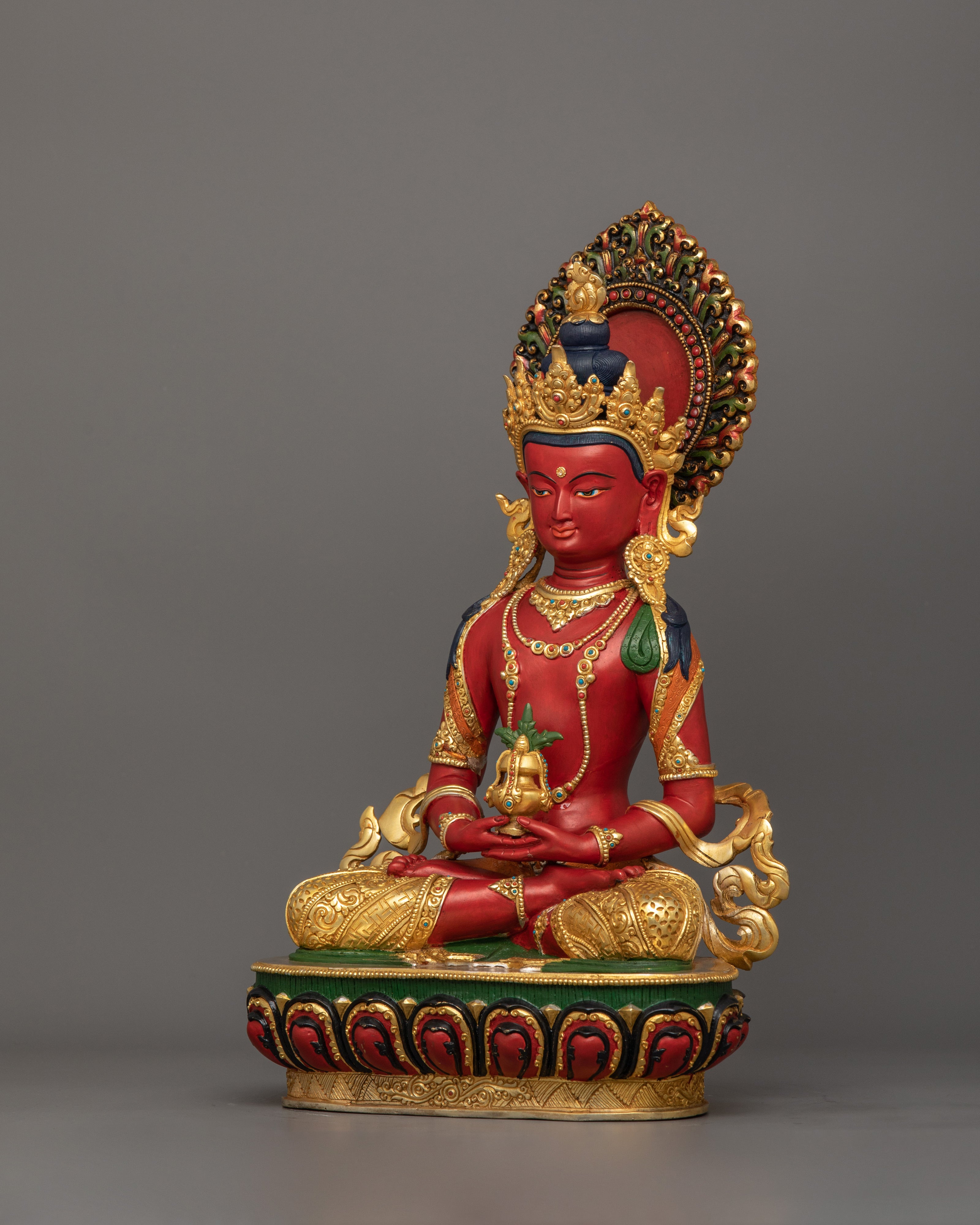Tibetan Handcrafted Amitayus Statue | Amitayus Buddha Holding Vase of Immortality