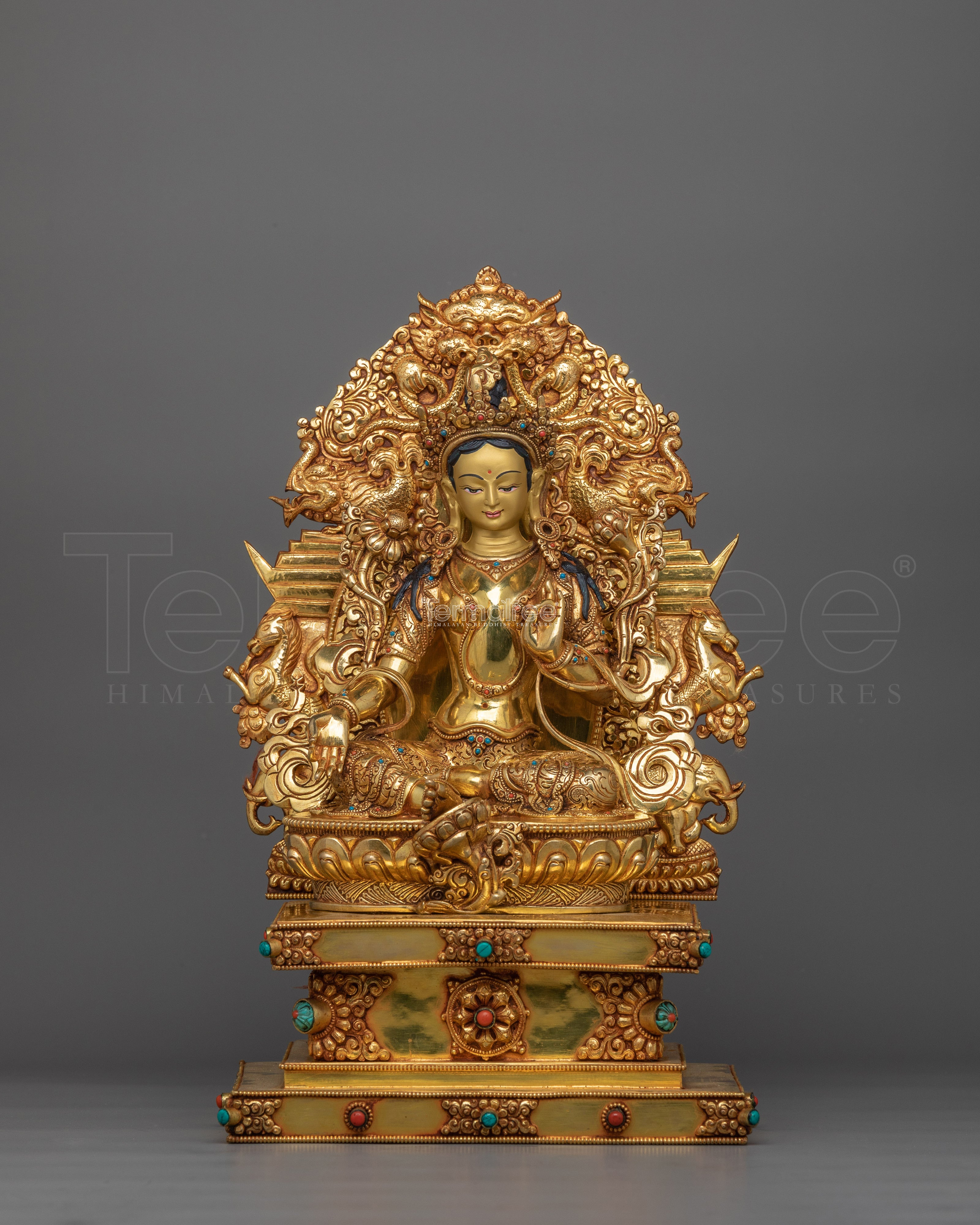 Handmade Statue of Syamatara Goddess of Swift Protection | Green Tara Figurine