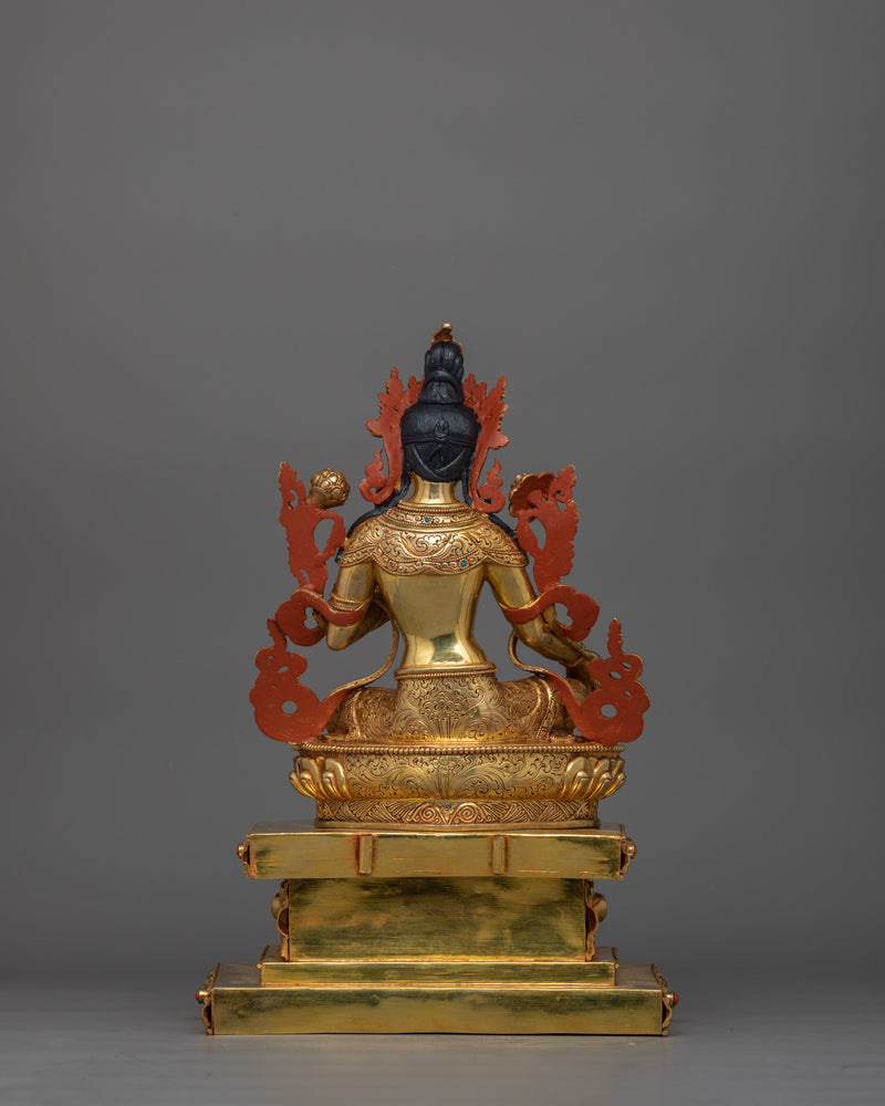 Handmade Statue of Syamatara Goddess of Swift Protection | Green Tara Figurine