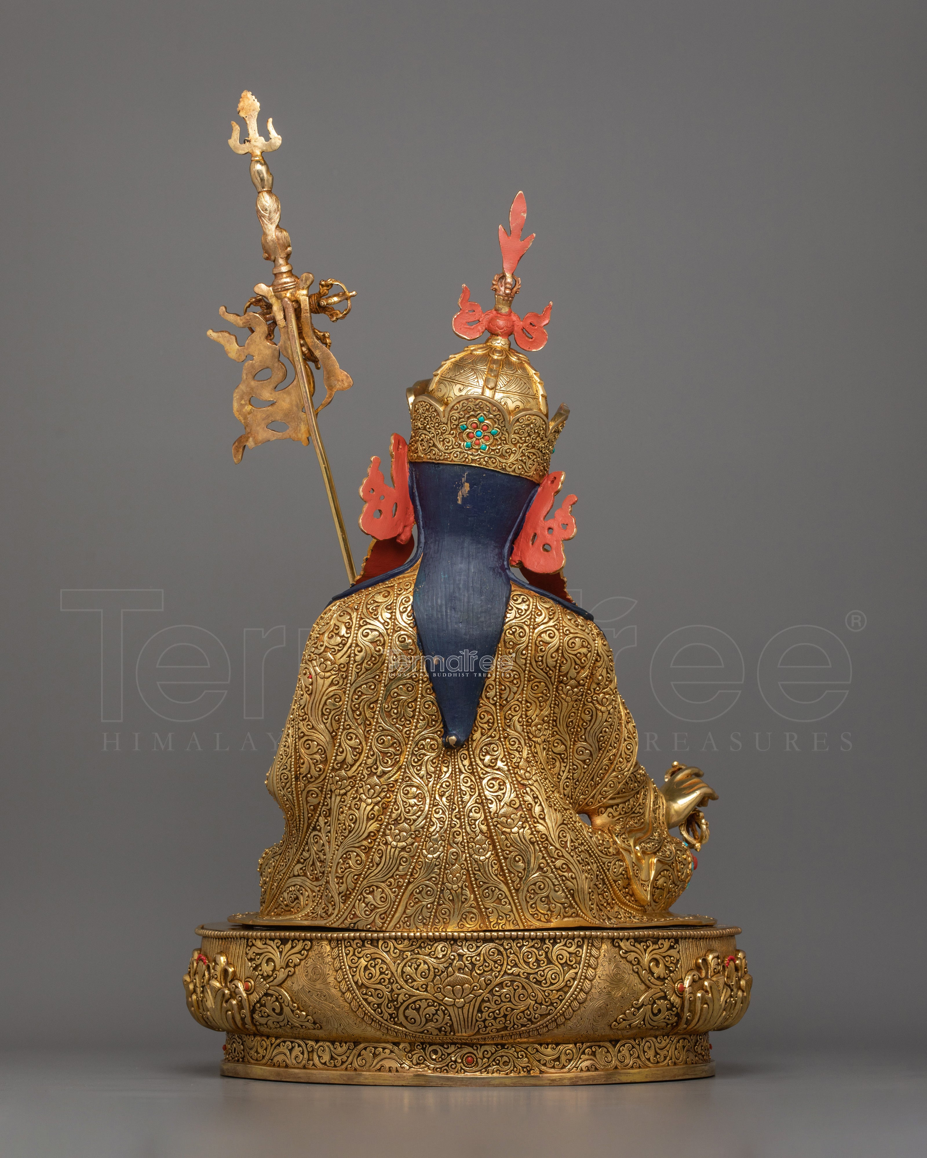 Lotus Born Master Padmasambhava Statue | Sacred 24K Gold Gilded Statue
