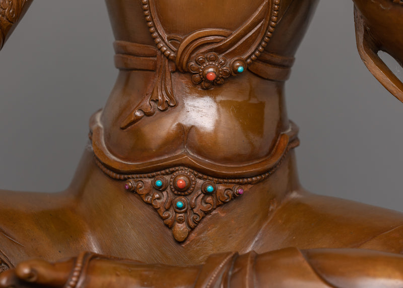 Female Bodhisattva Syamatara Sculpture | Himalayan Goddess Green Tara
