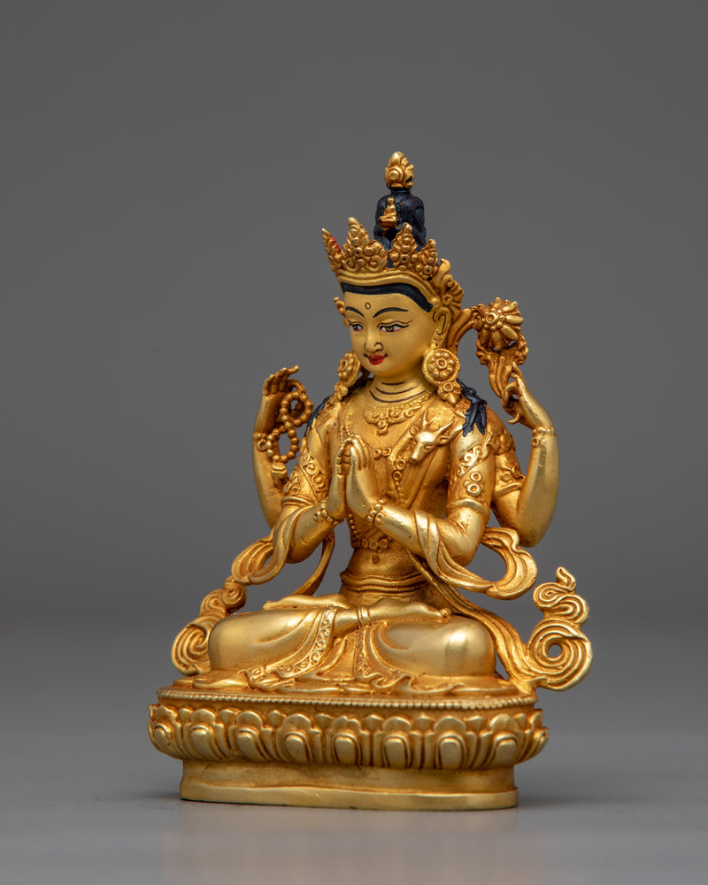 Traditional Tibetan Chenrezig Deity Statue | Symbol of Boundless Compassion