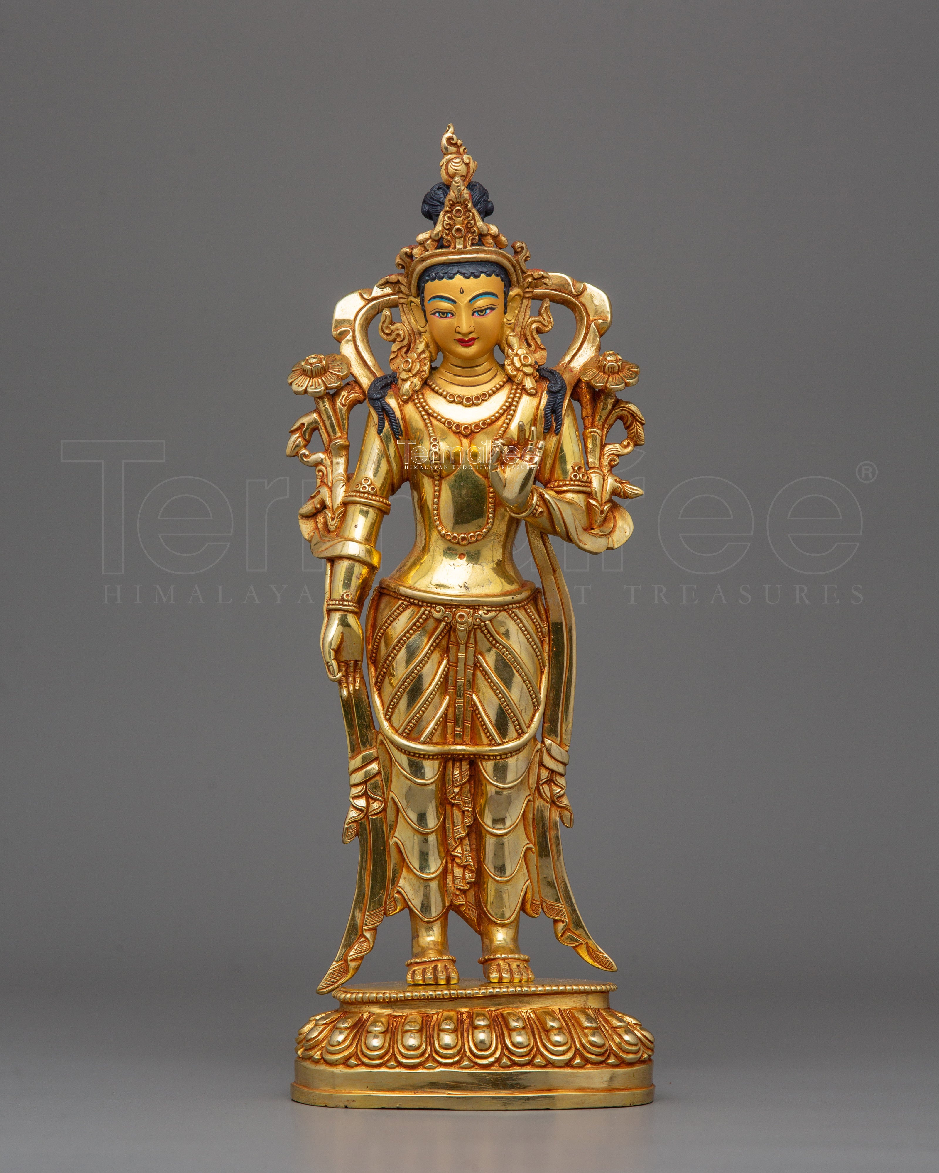 Syamatara Enlightened Female Buddha Sculpture | Goddess Green Tara Statue