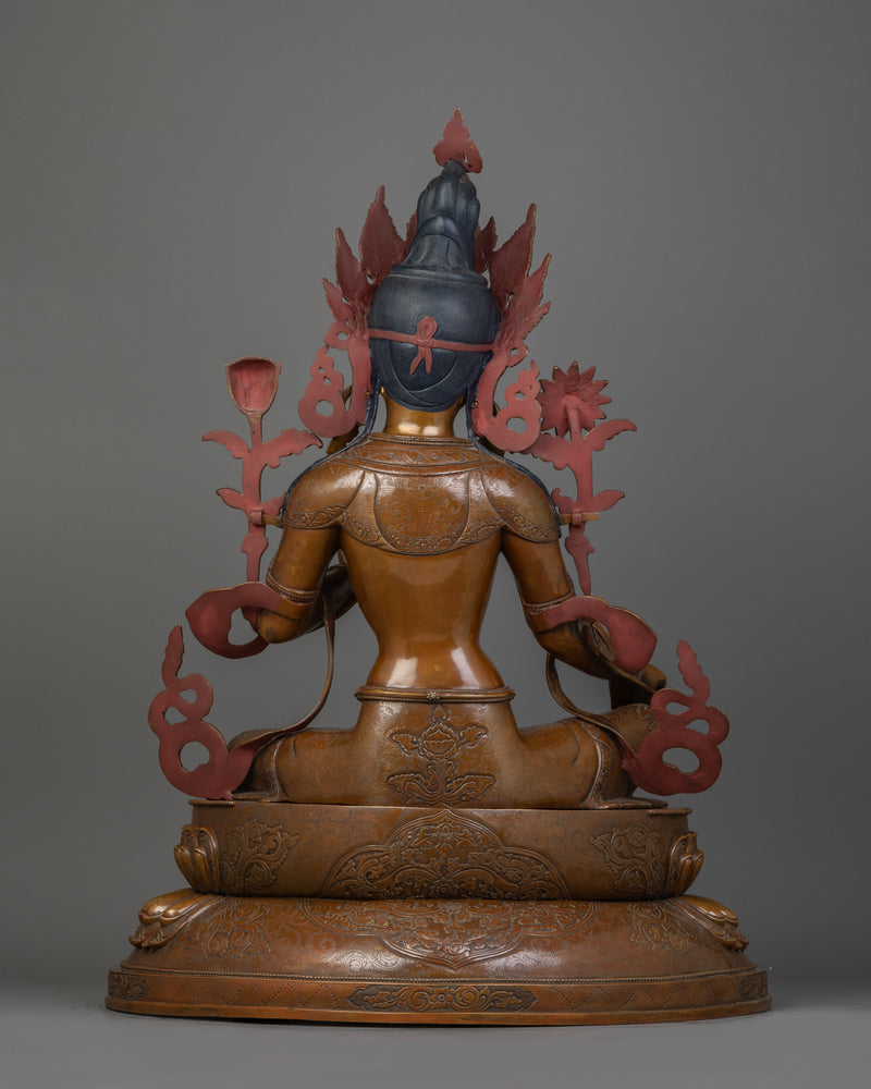 Oxidized Green Tara Sculpture | Goddess Shyamatara Statue