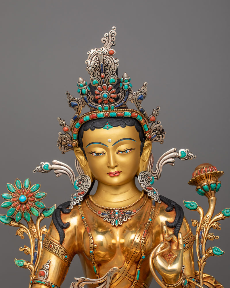 Buddhist Goddess Syamatara Sculpture | Female Deity of Protection and Healing