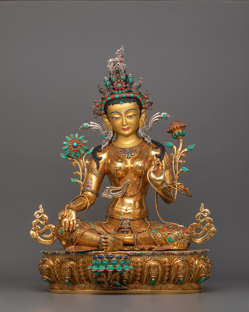 Buddhist Goddess Syamatara Sculpture | Female Deity of Protection and Healing