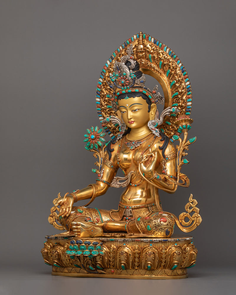 Buddhist Goddess Syamatara Sculpture | Female Deity of Protection and Healing