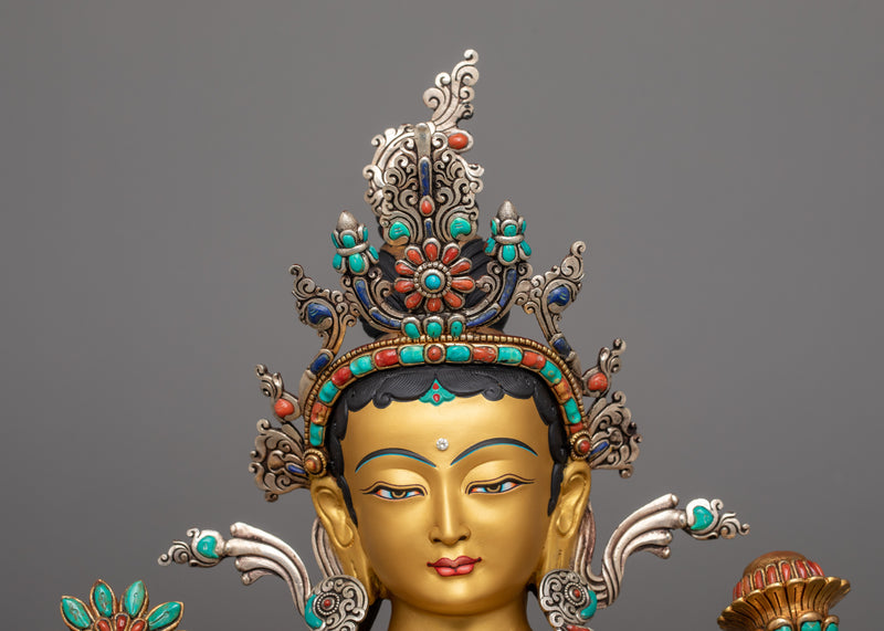 Buddhist Goddess Syamatara Sculpture | Female Deity of Protection and Healing
