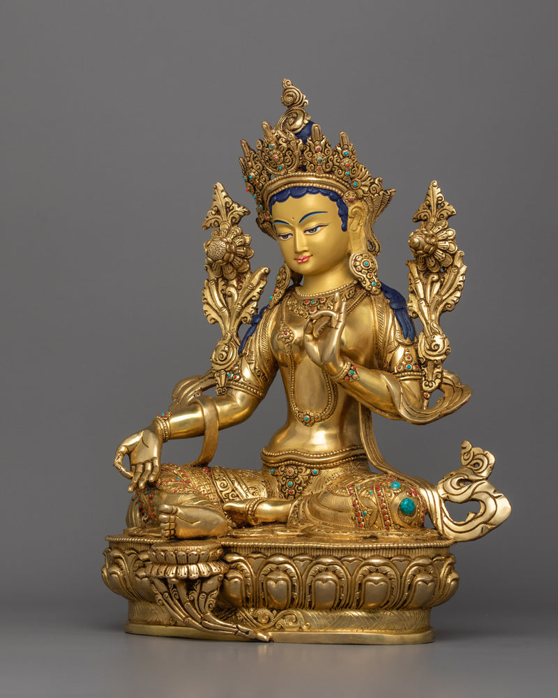 Green Tara Protective Deity in Buddhism | Divine Feminine Artwork