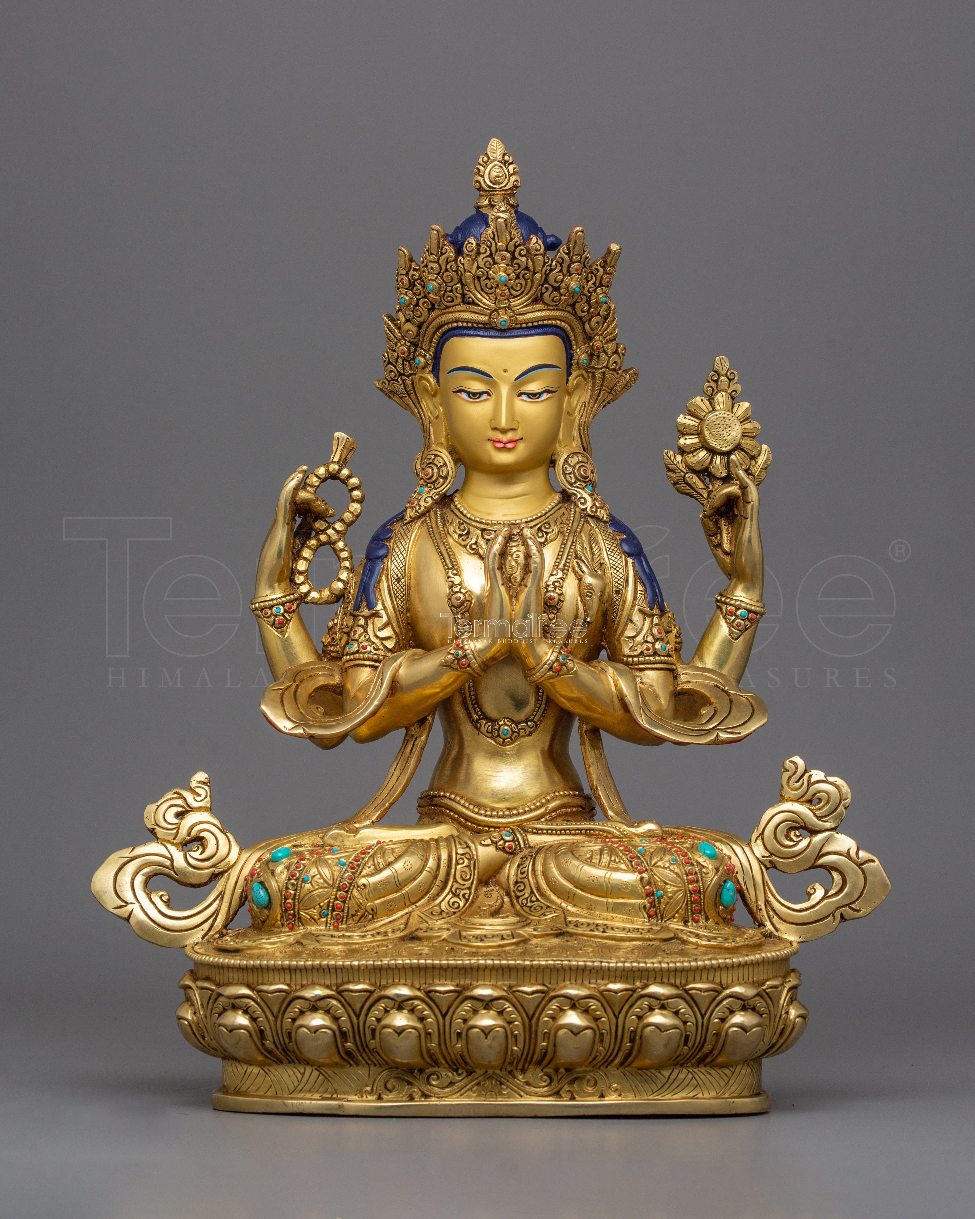 Bodhisattva Chenrezig 13.4 Inches Statue | Four Armed Avalokiteshvara