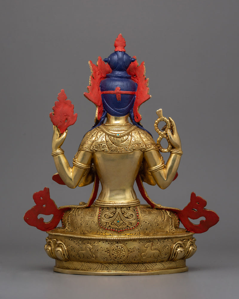 Bodhisattva Chenrezig 13.4 Inches Statue | Four Armed Avalokiteshvara