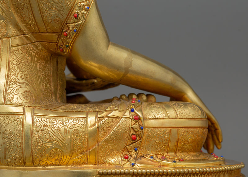 Enlightened Buddha Siddhartha Gautama Statue | 24k Gold Gilded Sculpture