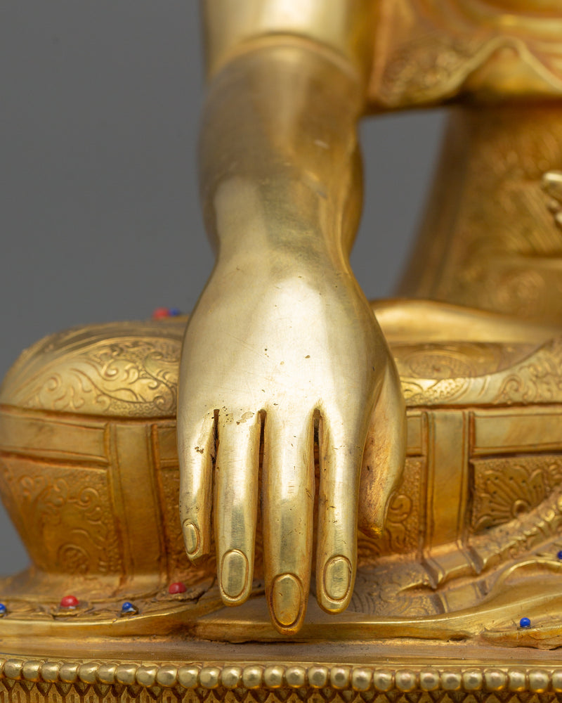 Enlightened Buddha Siddhartha Gautama Statue | 24k Gold Gilded Sculpture