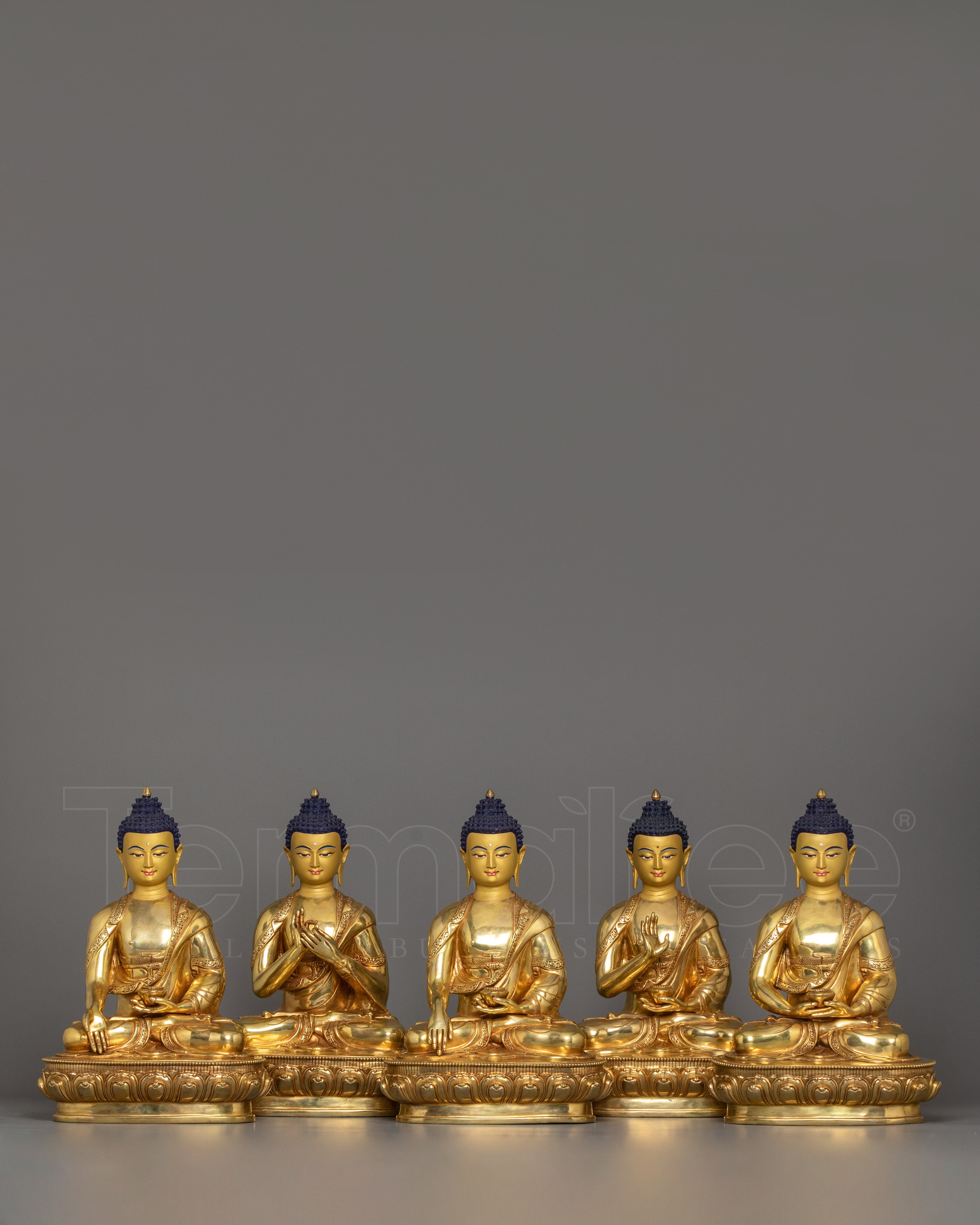 Handmade Five Buddha Set Sculpture | Symbols of Universal Enlightenment