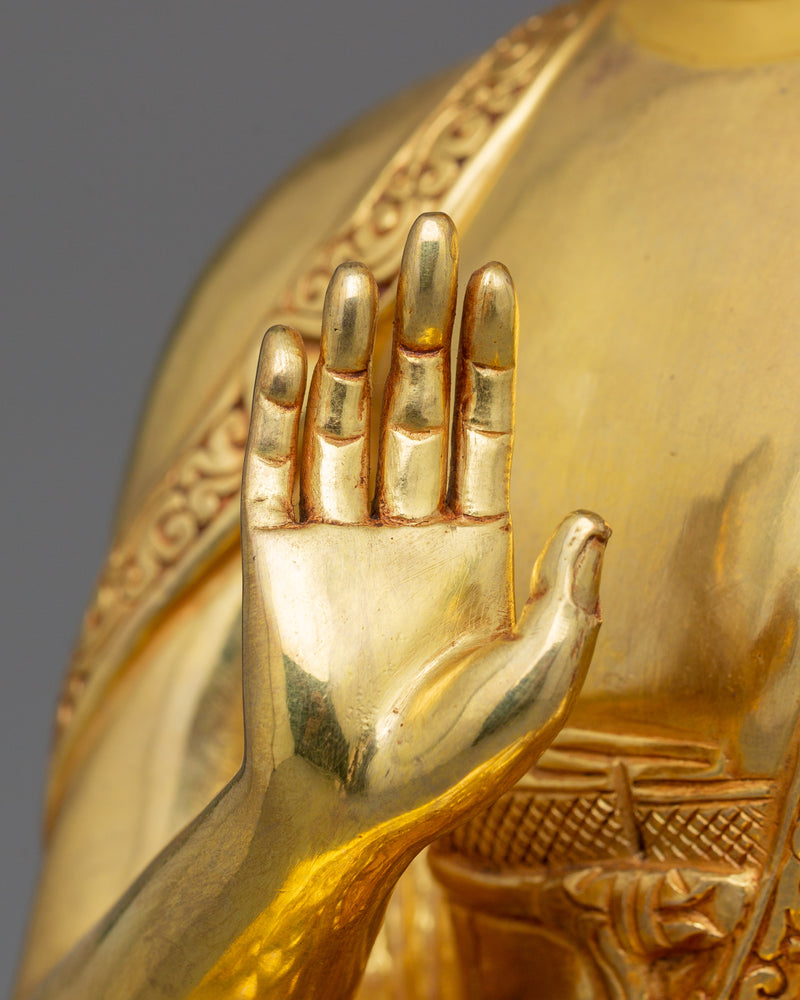 Handcrafted Statue of Amogasiddhi Buddha | Symbolizing Peace and Vitality