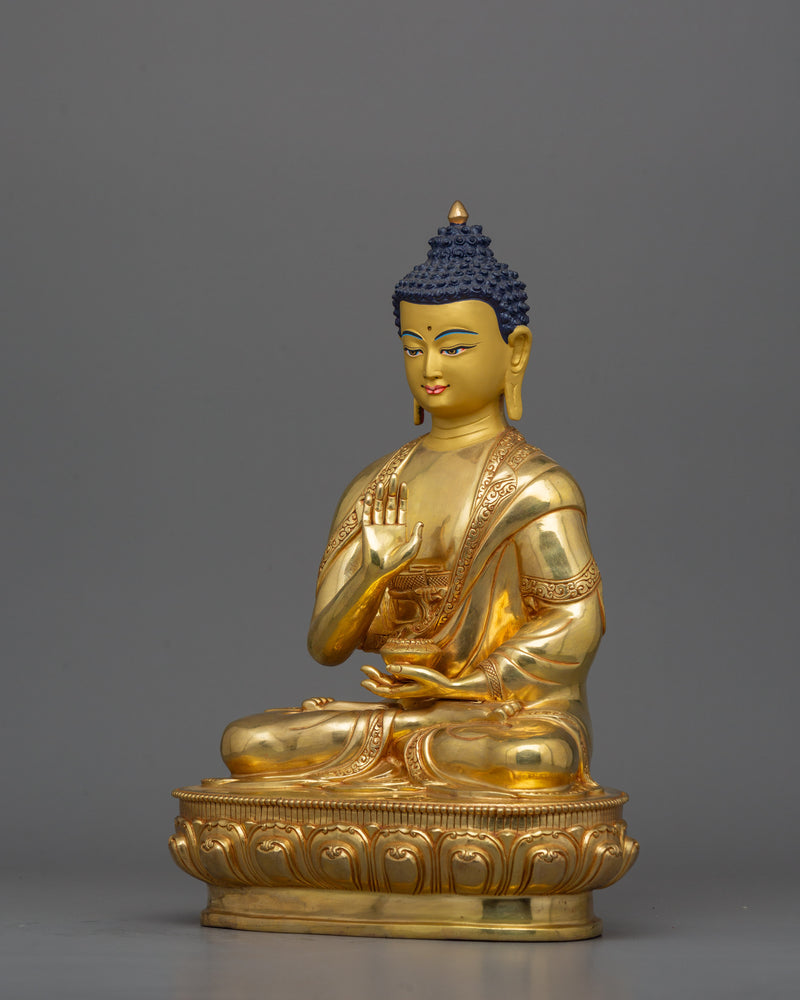 Handcrafted Statue of Amogasiddhi Buddha | Symbolizing Peace and Vitality