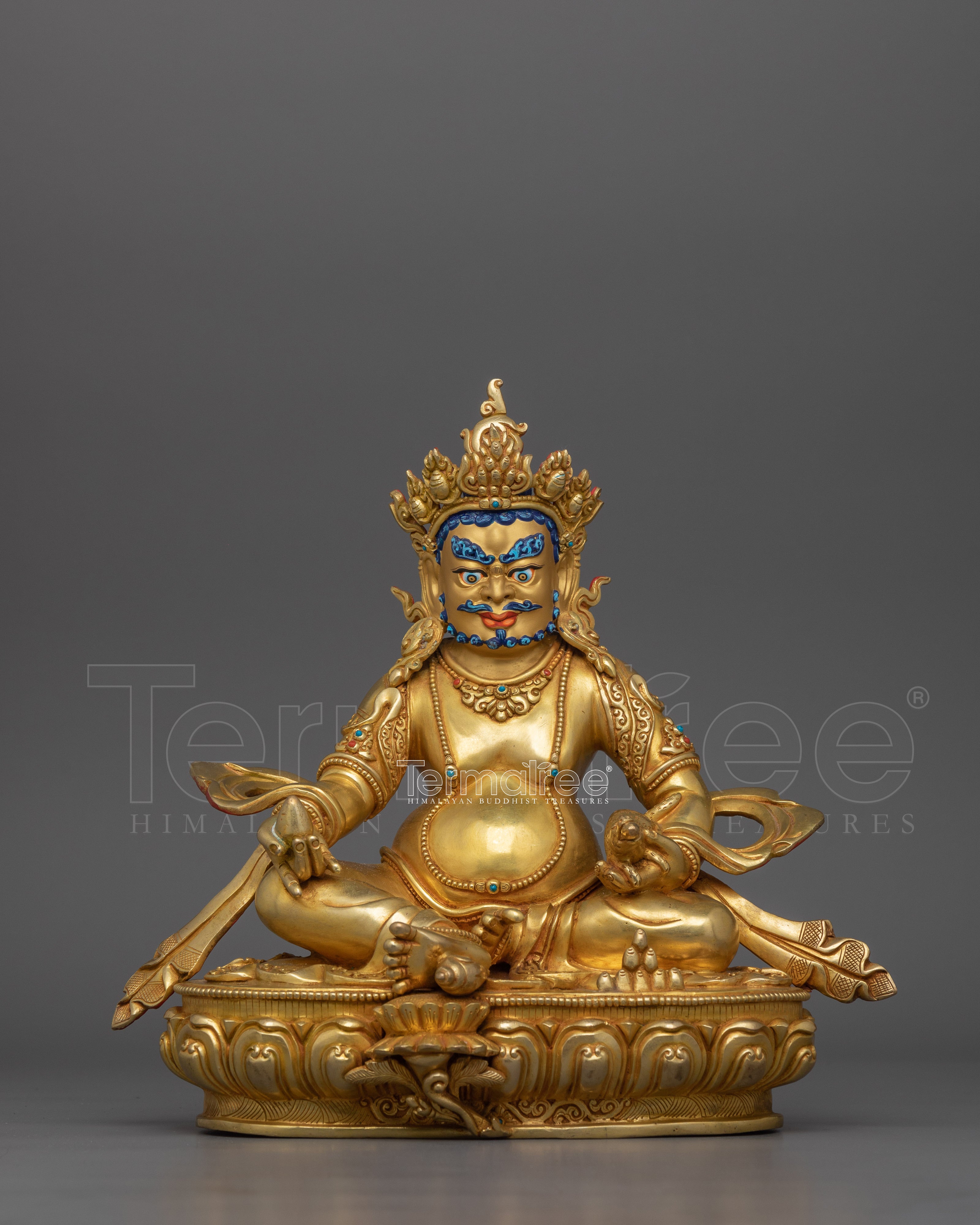 Dzambhala Buddhist Sculpture of Wealth Deity | Handmade Himalayan Art of Nepal