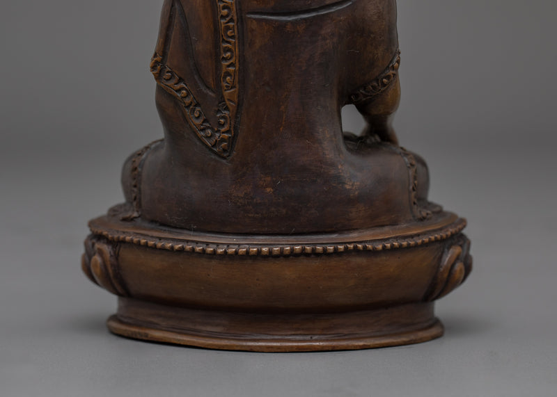 Oxidized Copper Shakyamuni Buddha Figurine | Tibetan Buddhism Sacred Decor