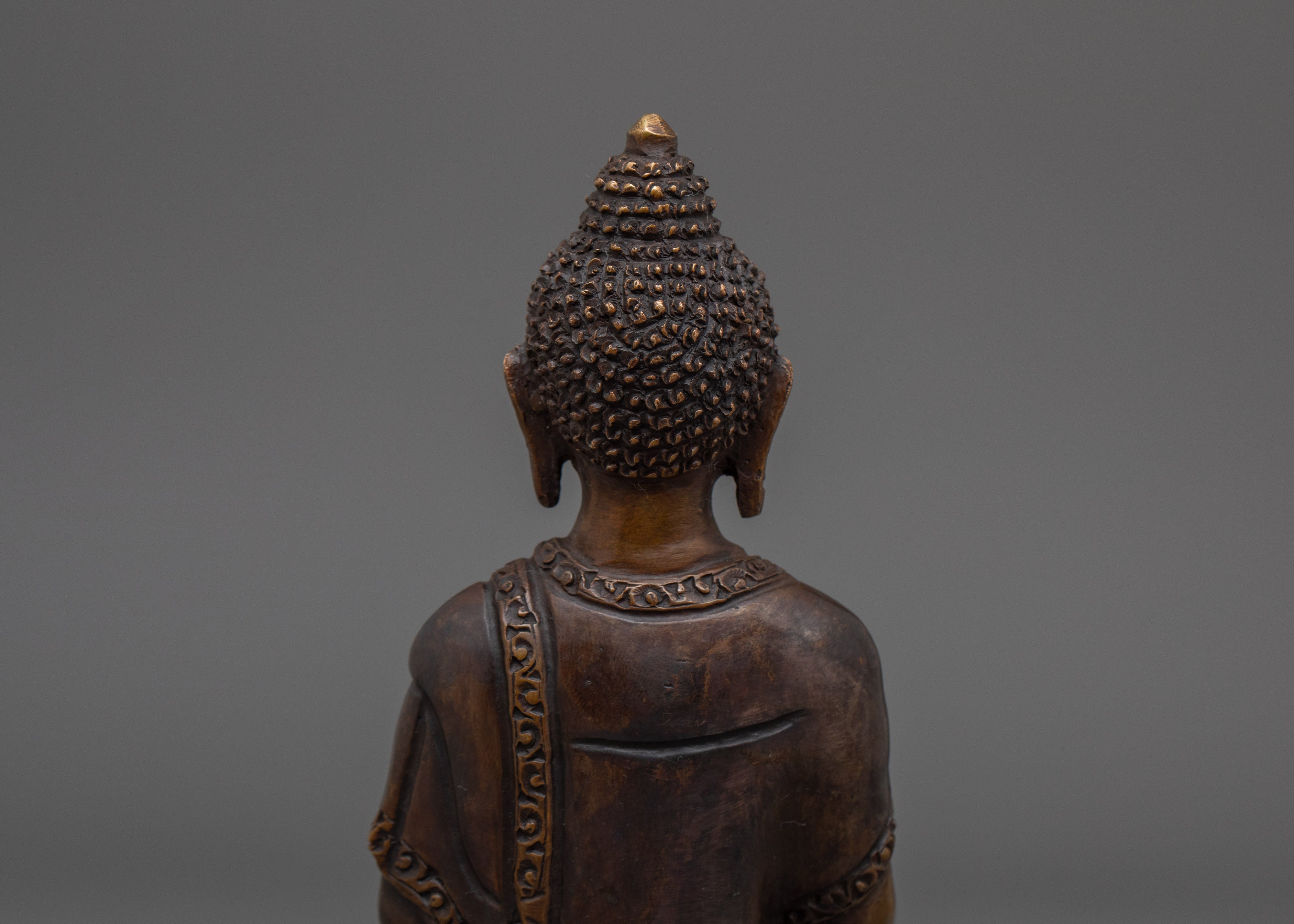 Oxidized Copper Shakyamuni Buddha Figurine | Tibetan Buddhism Sacred Decor
