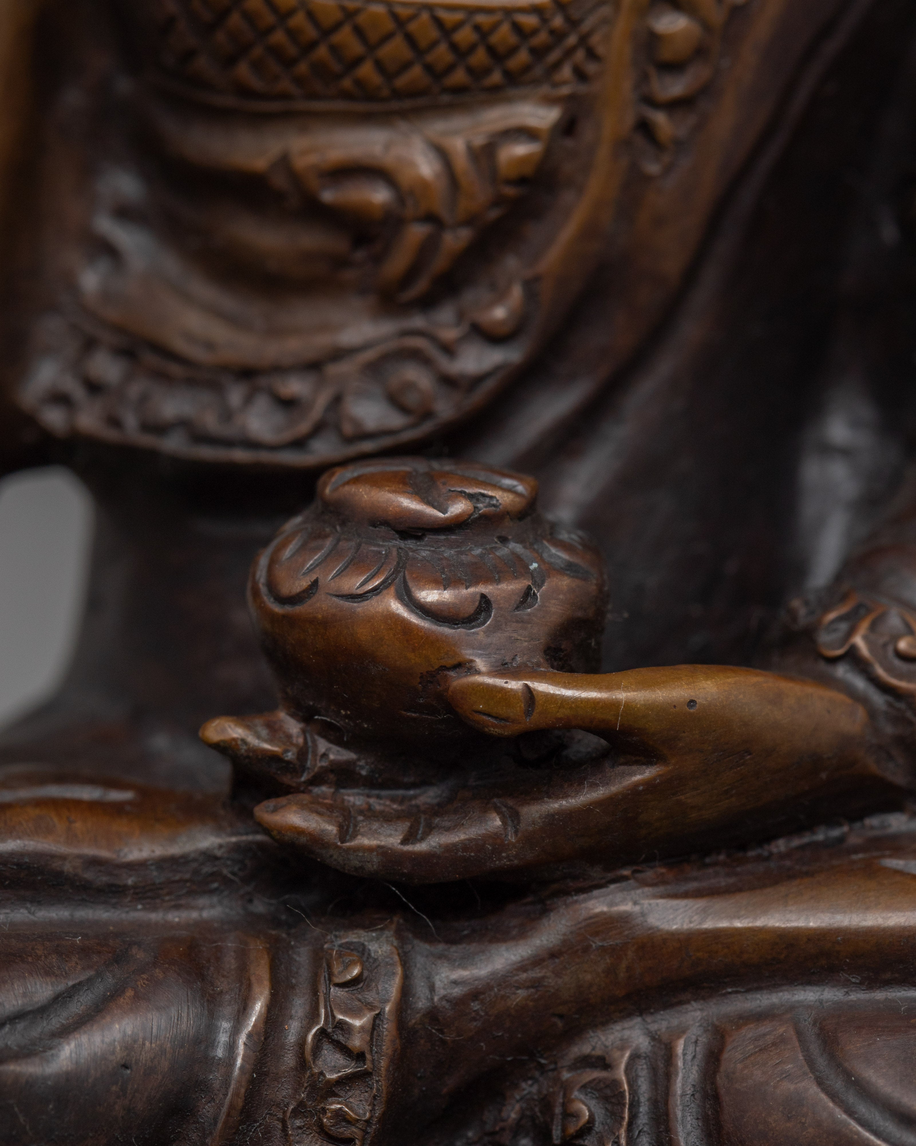 Oxidized Copper Shakyamuni Buddha Figurine | Tibetan Buddhism Sacred Decor