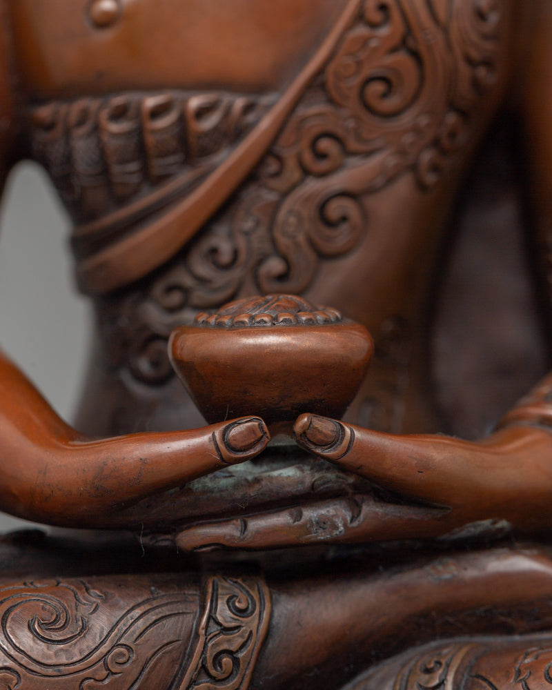 Amitabha Buddha Brown Body Statue | Oxidized Copper Meditating Sculpture