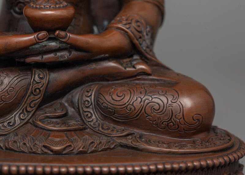 Amitabha Buddha Brown Body Statue | Oxidized Copper Meditating Sculpture