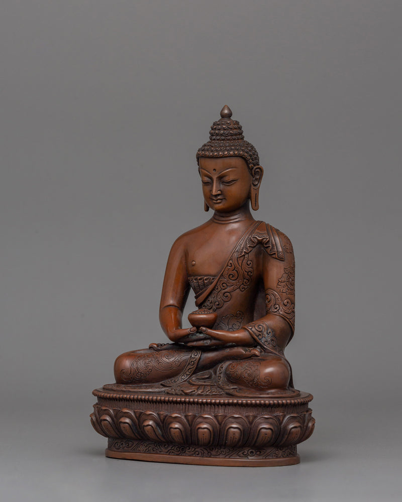 Amitabha Buddha Brown Body Statue | Oxidized Copper Meditating Sculpture