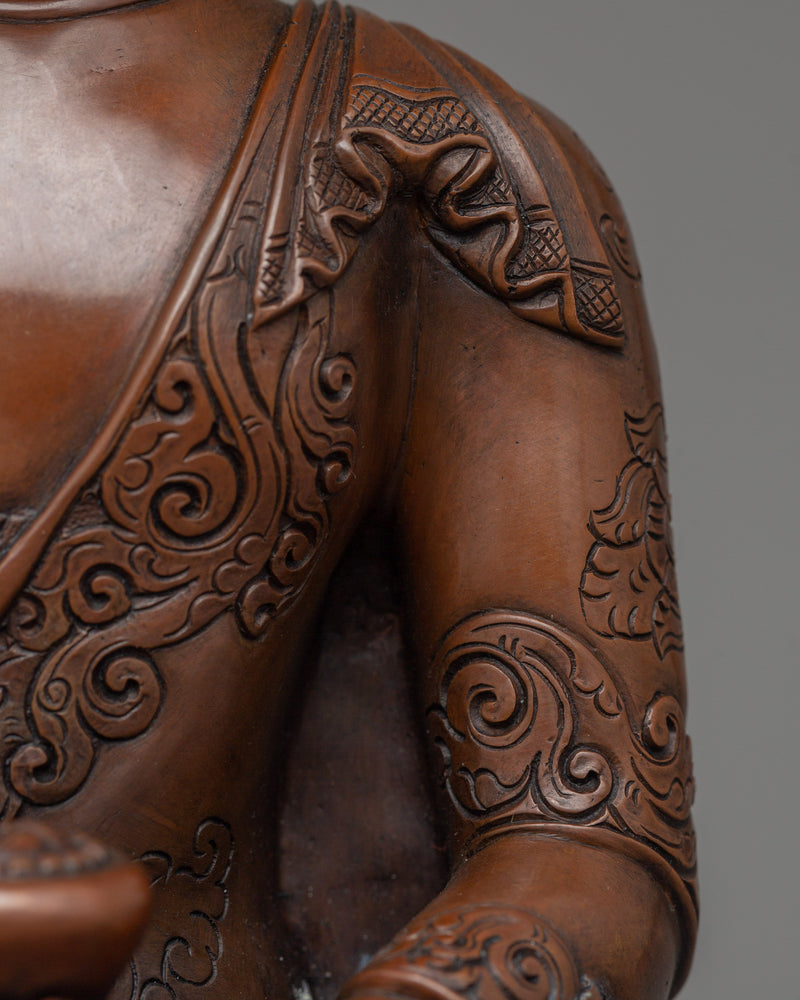 Amitabha Buddha Brown Body Statue | Oxidized Copper Meditating Sculpture