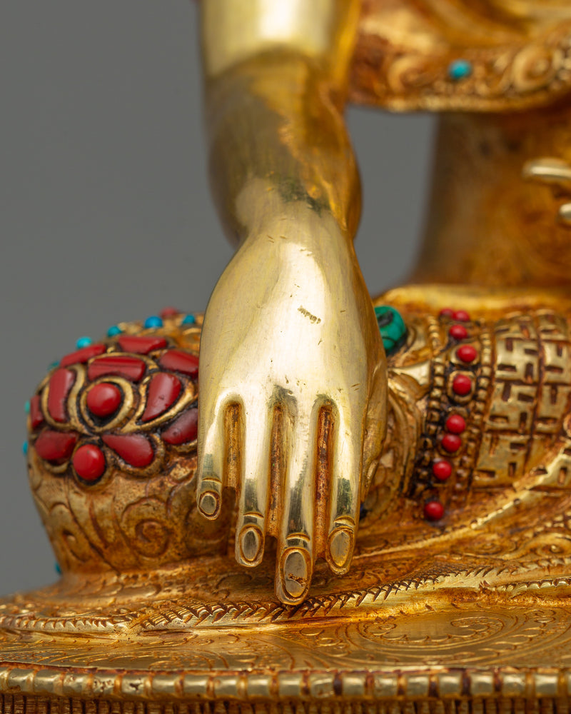 Historical Enlightened Buddha Statue | Himalayan Gold Gilded Statue for Meditation