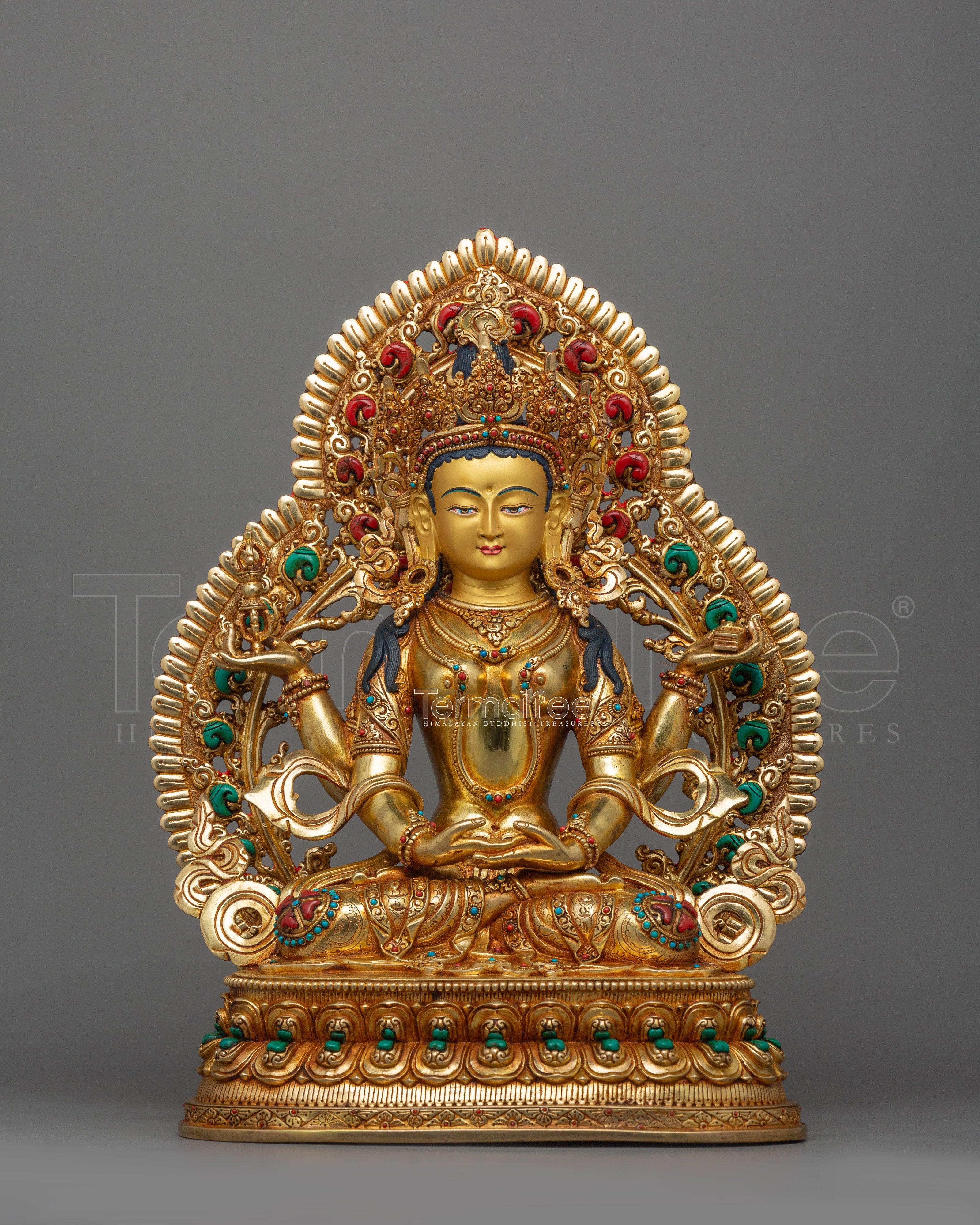 Boddhisattva Prajnaparamita Statue With Beautiful Halo | Tibetan Buddhism Artwork