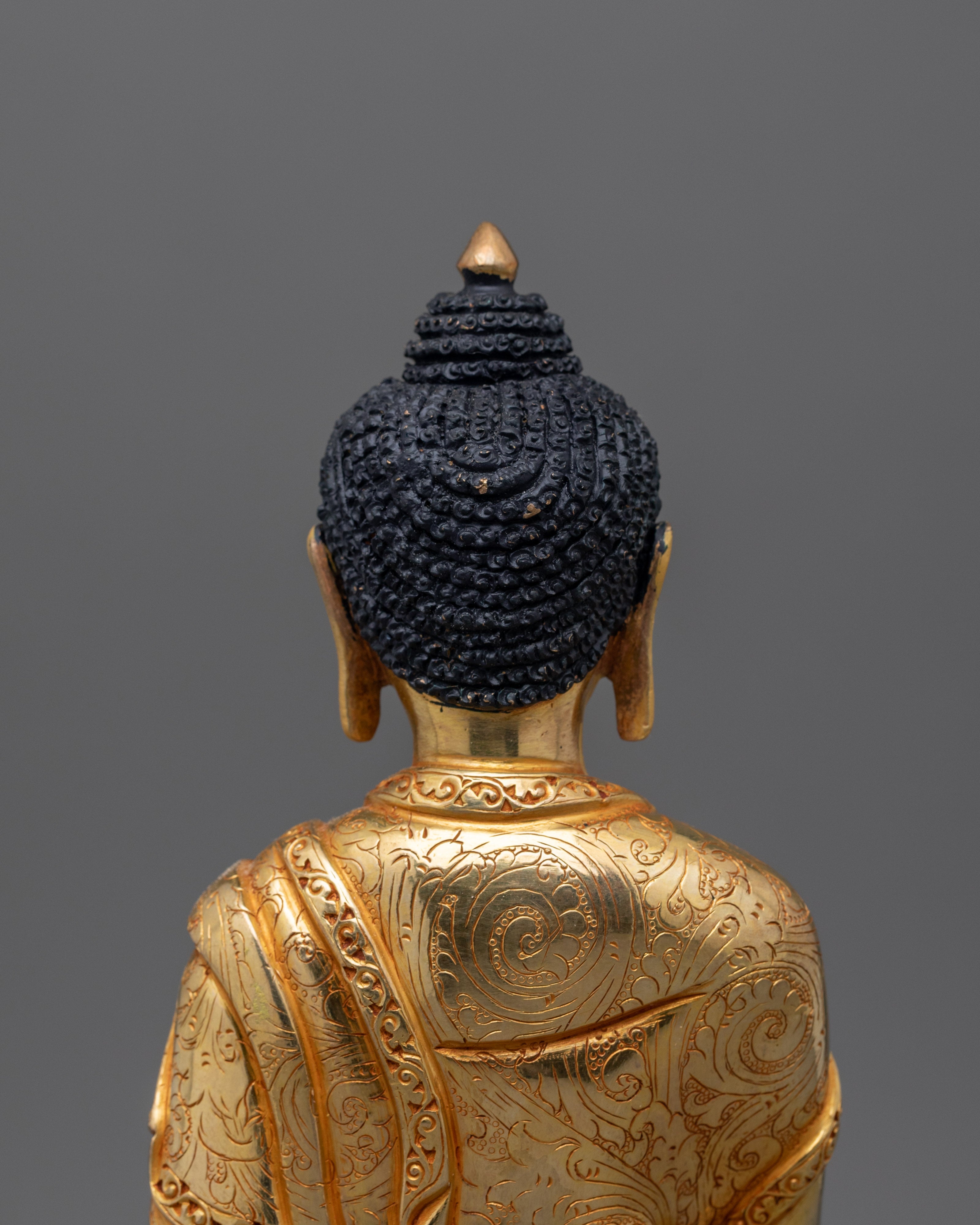 Gold Gilded Tranquil Shakyamuni Buddha Statue | Symbol of Serenity and Inner Wisdom