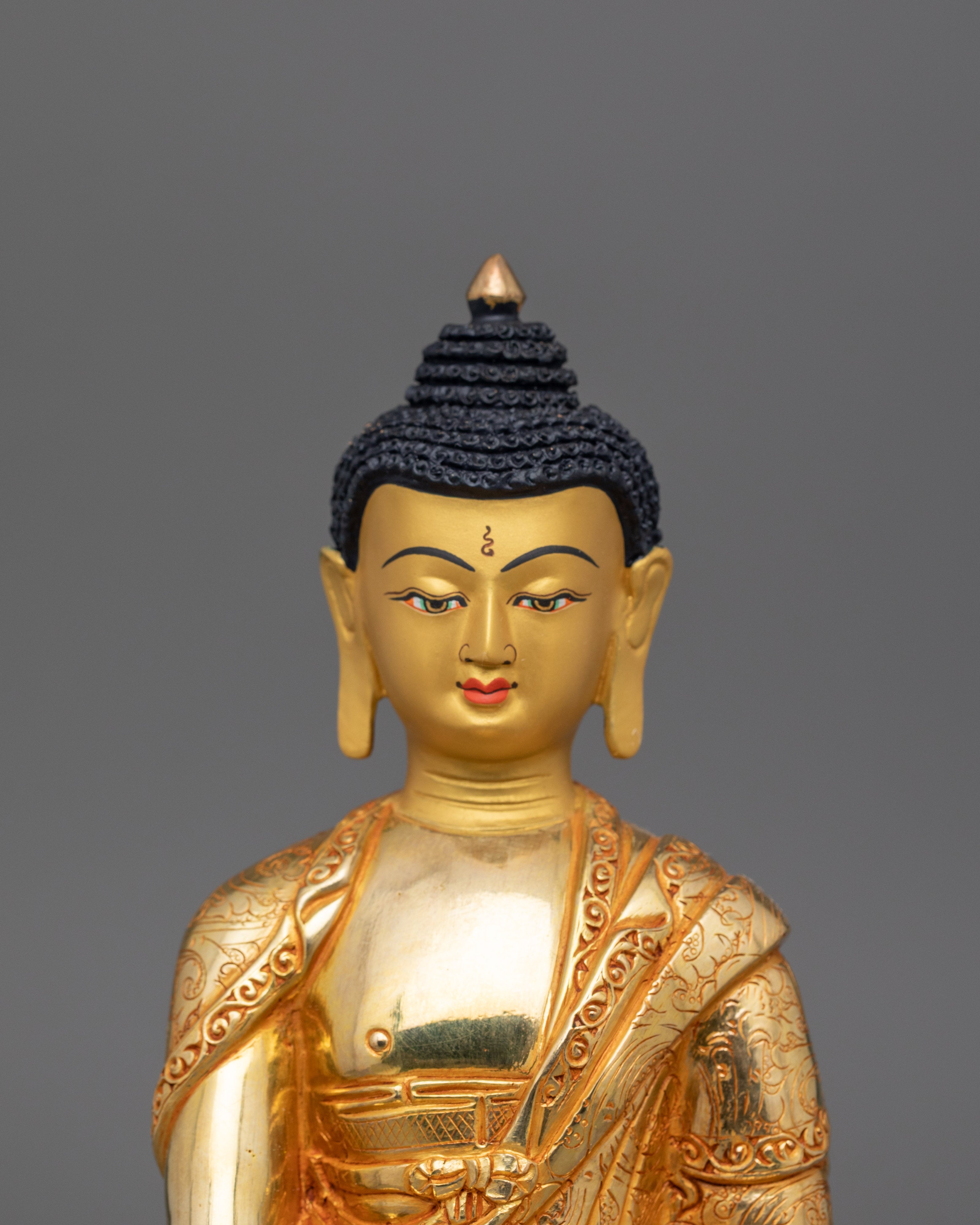 Gold Gilded Tranquil Shakyamuni Buddha Statue | Symbol of Serenity and Inner Wisdom
