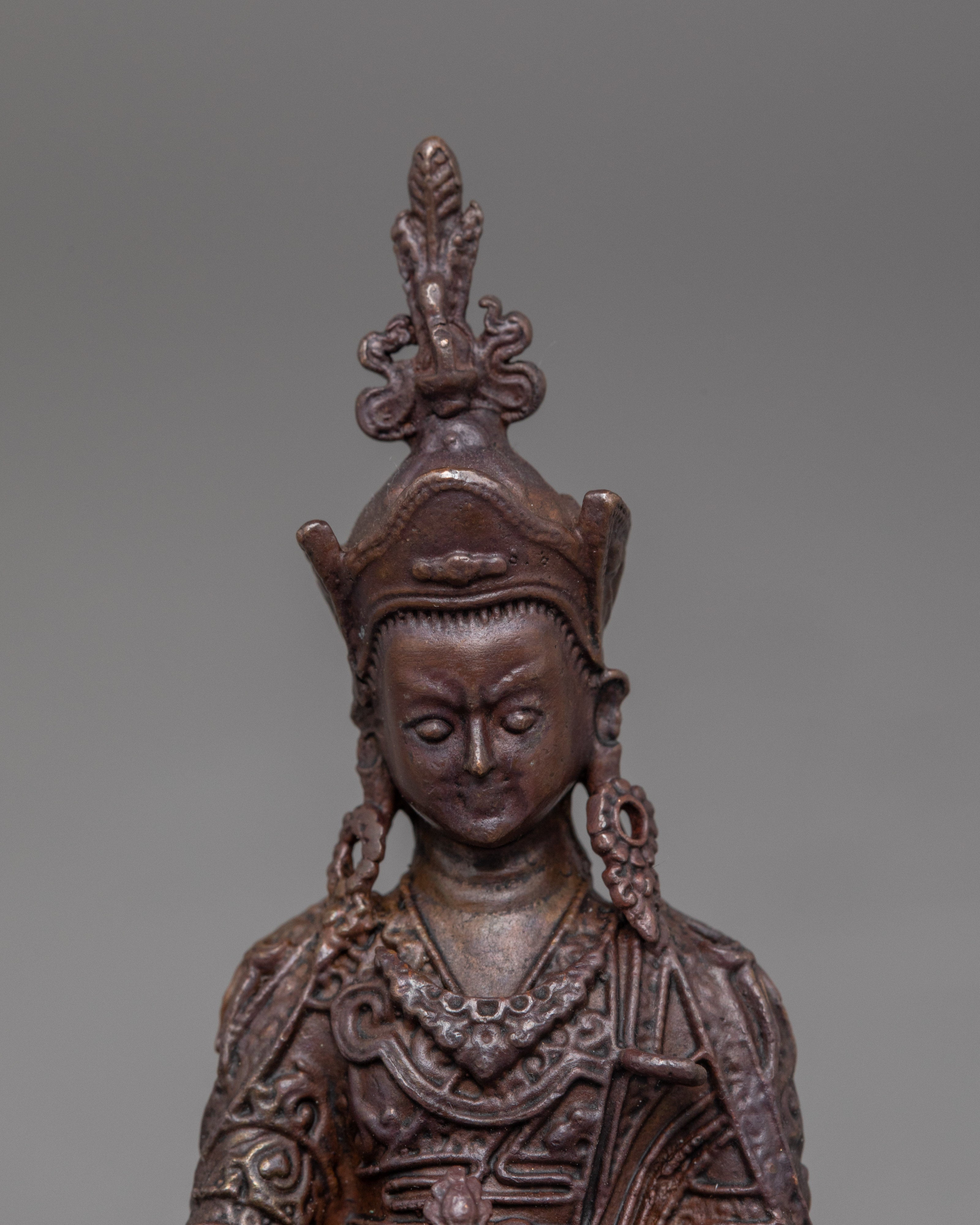 Oxidized 3 Inches Guru Rinpoche Statue | Tibetan Tantric Master
