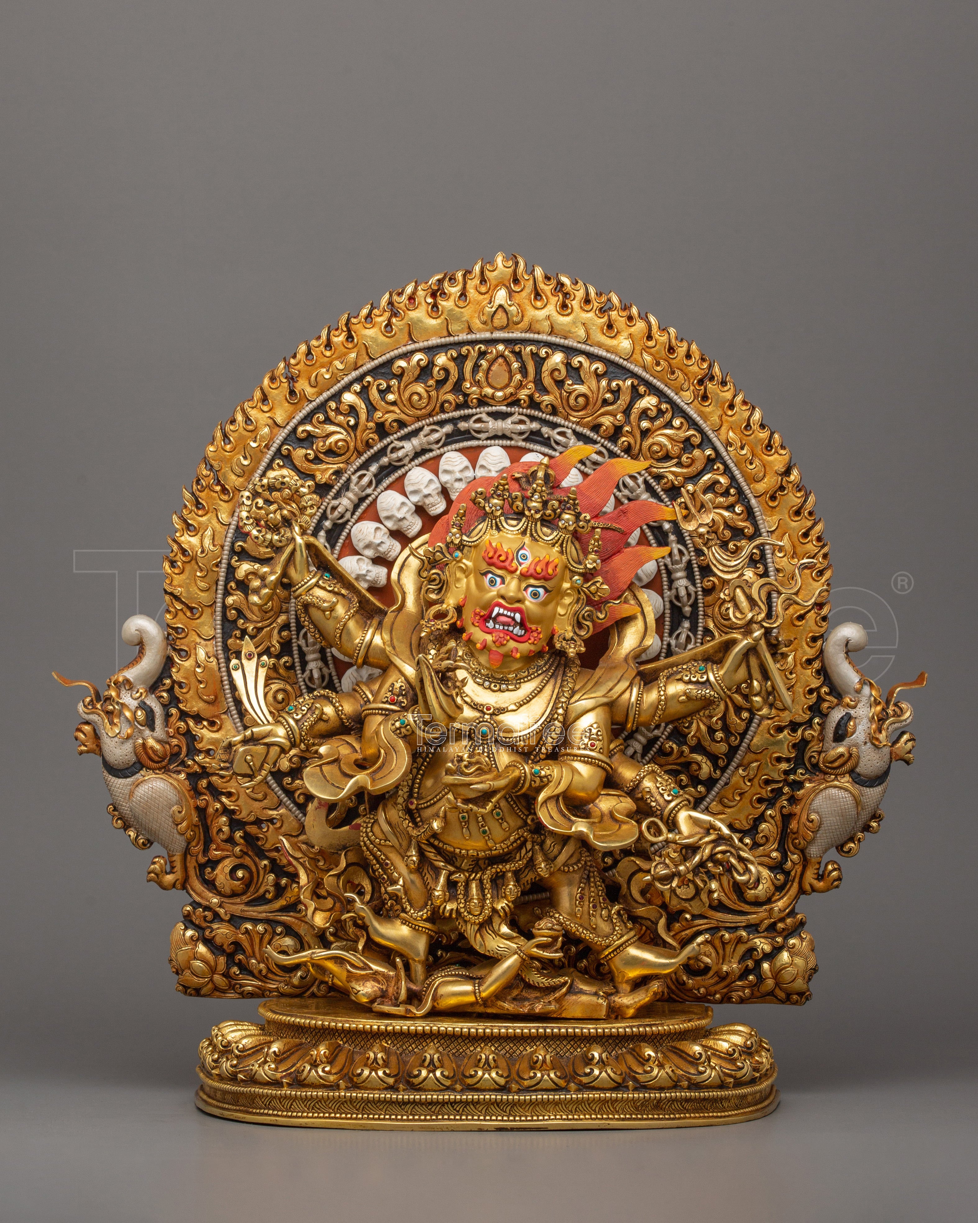 The Wrathful Six Armed Mahakala Figurine | Symbol of Protection