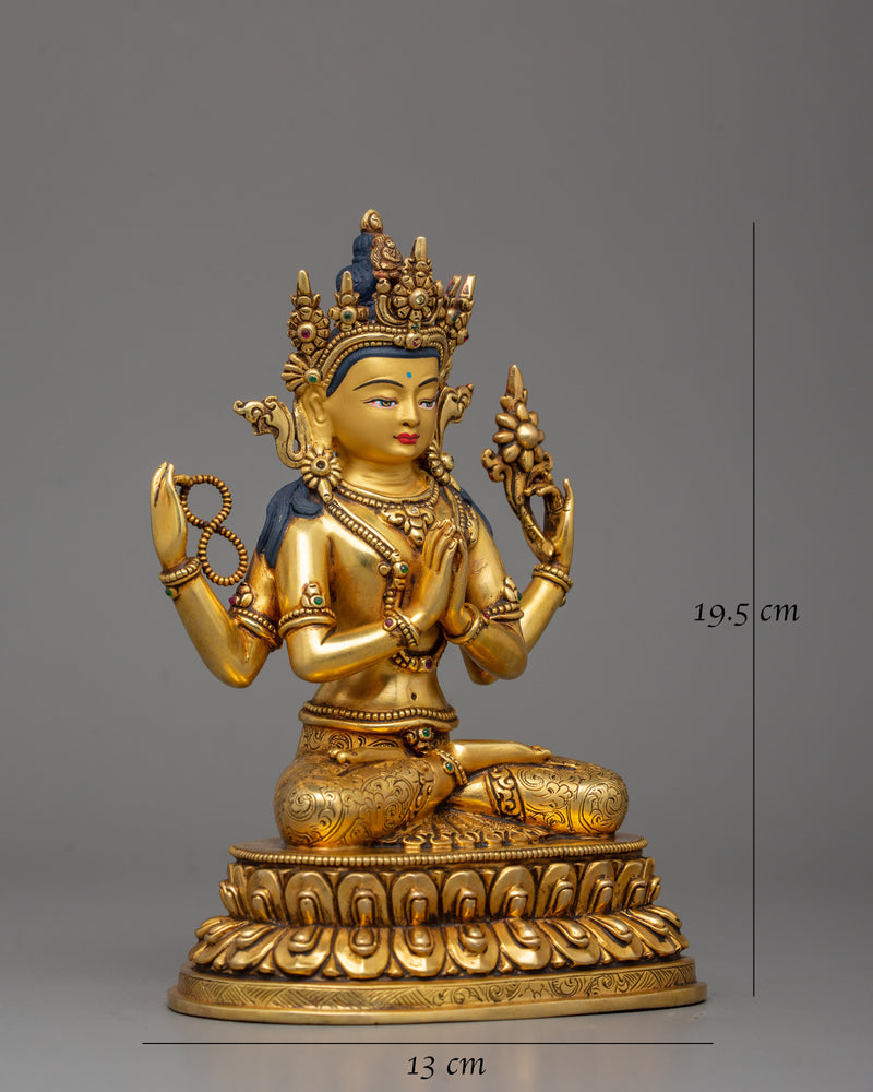 Golden Chenrezig Statue