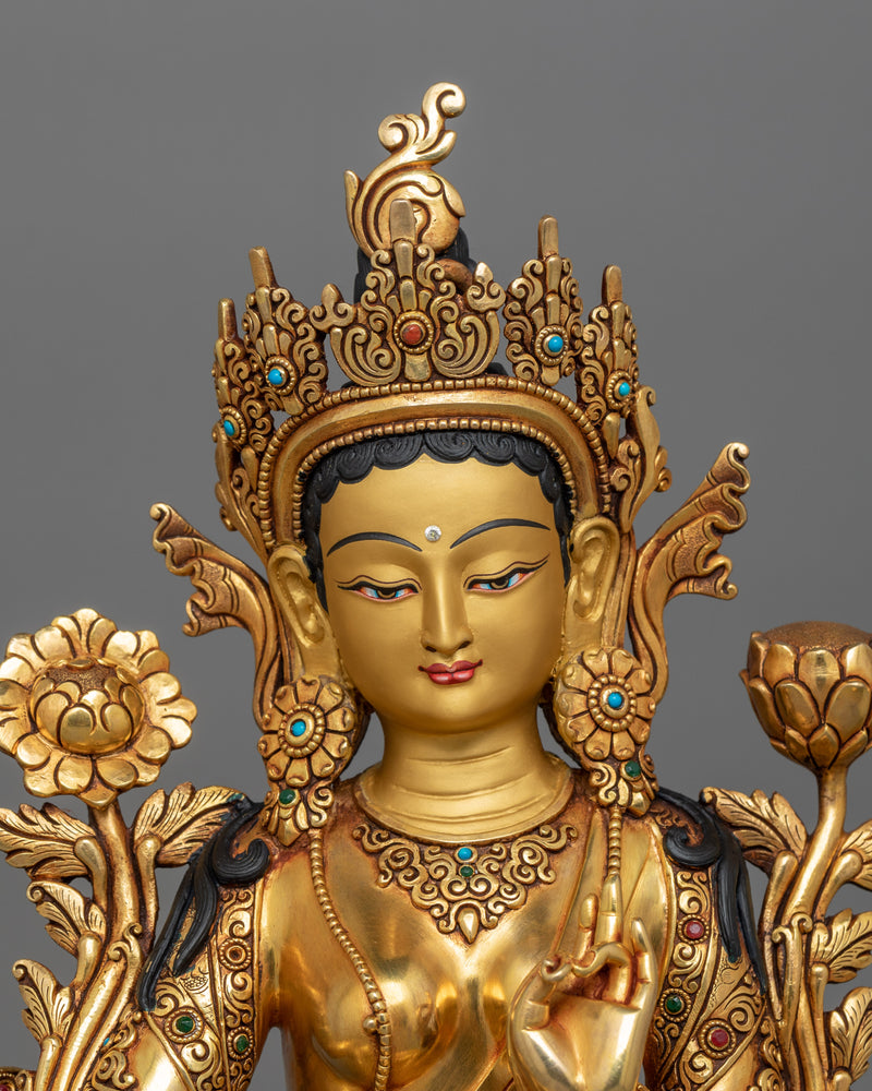 Tibetan Green Tara Goddess Statue | A Divine Symbol of Mercy and Enlightenment