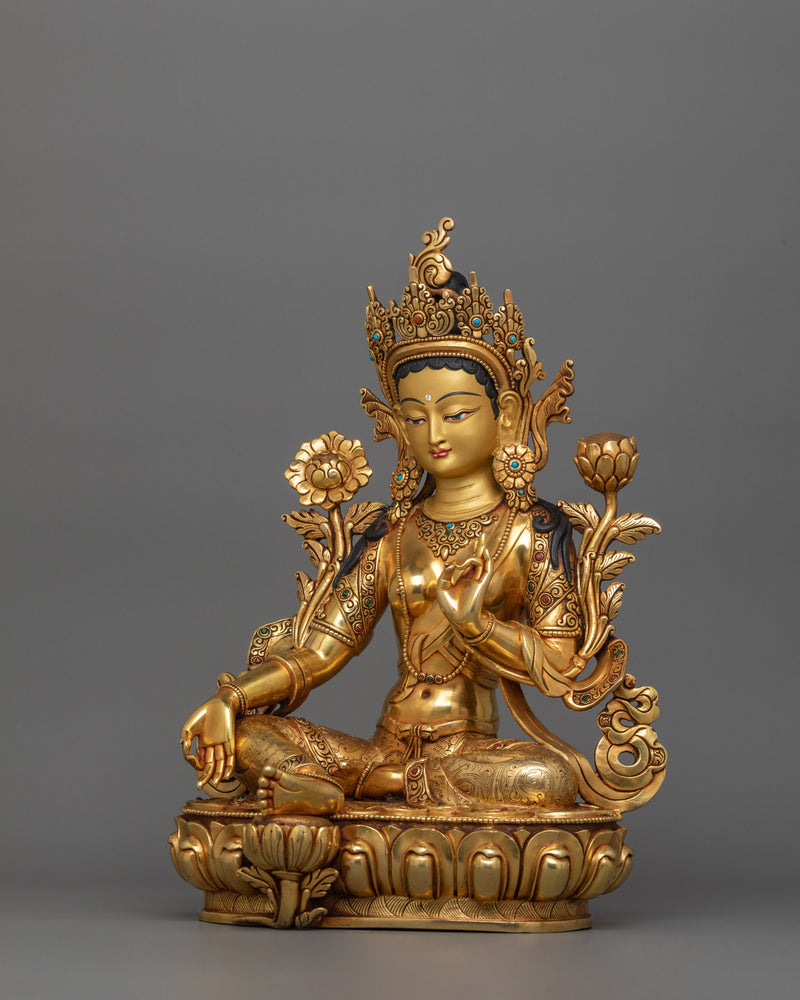 Tibetan Green Tara Goddess Statue | A Divine Symbol of Mercy and Enlightenment